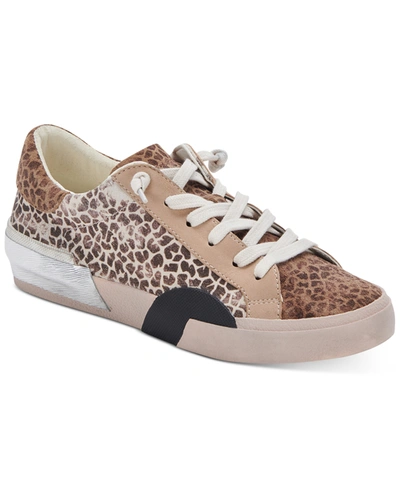 Shop Dolce Vita Zina Lace-up Sneakers Women's Shoes In Leopard Multi Dusted Suede