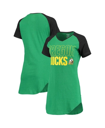 Shop Concepts Sport Women's Green, Black Oregon Ducks Raglan V-neck Nightshirt In Green/black