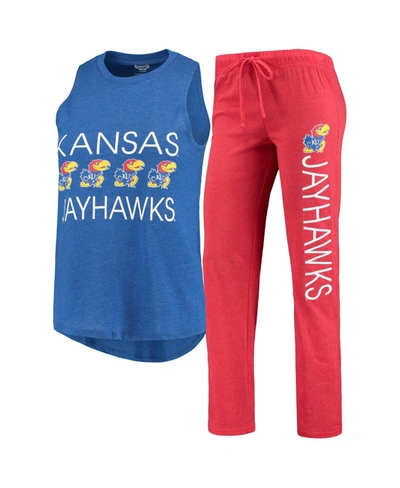 Shop Concepts Sport Women's Royal, Red Kansas Jayhawks Team Tank Top And Pants Sleep Set In Royal/red