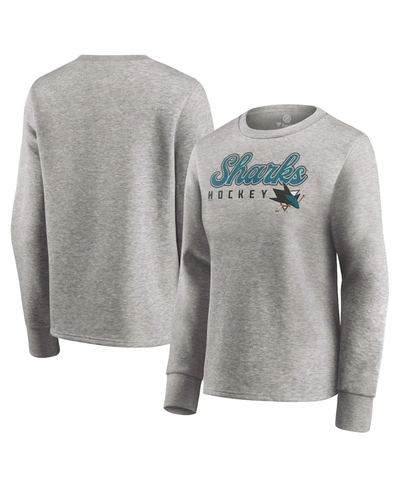 Shop Fanatics Women's Heathered Gray San Jose Sharks Fan Favorite Script Pullover Sweatshirt