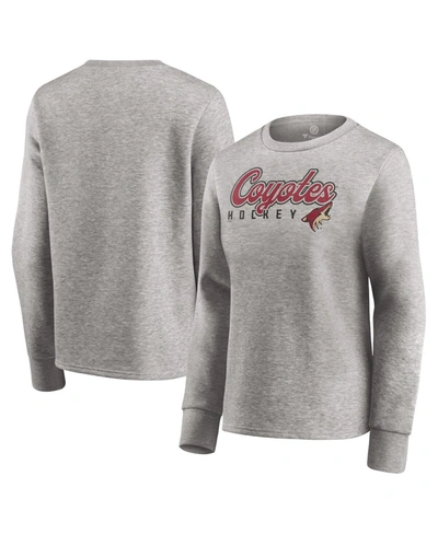 Shop Fanatics Women's Heathered Gray Arizona Coyotes Fan Favorite Script Pullover Sweatshirt