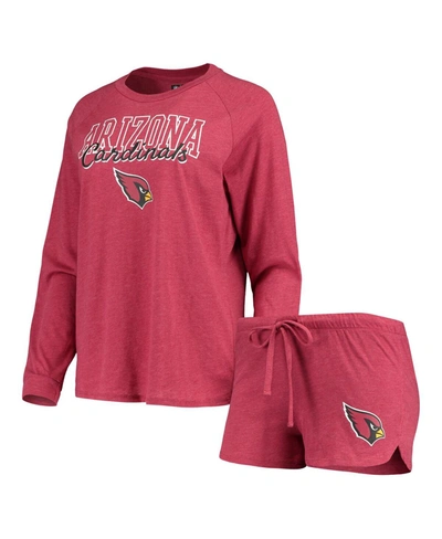Shop Concepts Sport Women's Cardinal Arizona Cardinals Meter Knit Long Sleeve Raglan Top And Shorts Sleep Set