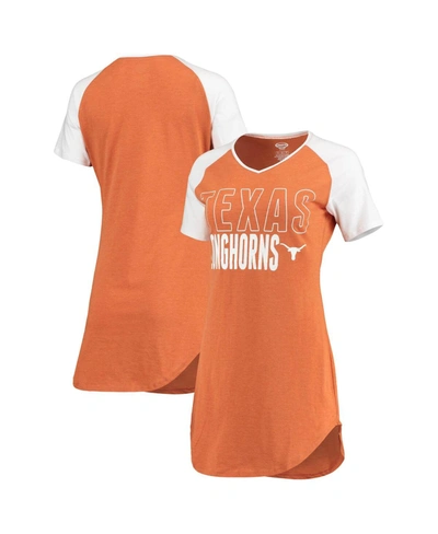 Shop Concepts Sport Women's Texas Orange, White Texas Longhorns Raglan V-neck Nightshirt In Texas Orange/white