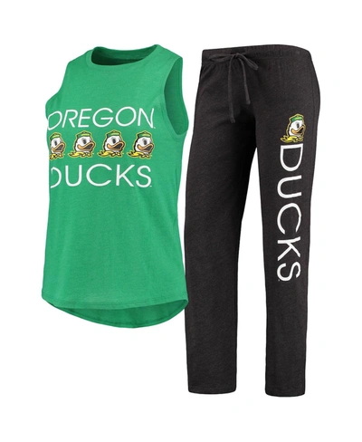 Shop Concepts Sport Women's Green, Black Oregon Ducks Team Tank Top And Pants Sleep Set In Green/black