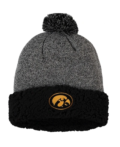 Top Of The World Women's Black Iowa Hawkeyes Snug Cuffed Knit Hat With Pom In Black