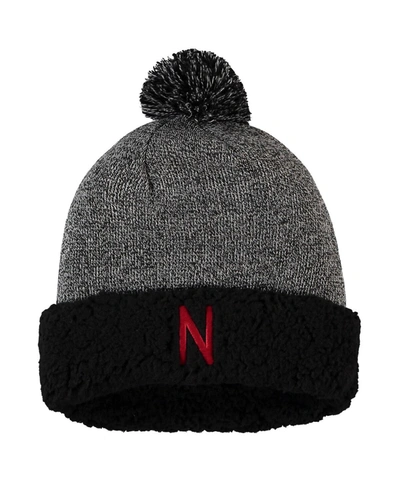 Top Of The World Women's Black Nebraska Huskers Snug Cuffed Knit Hat With Pom In Black