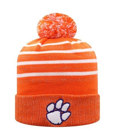 Shop Top Of The World Women's Orange Clemson Tigers Shimmering Cuffed Knit Hat With Pom