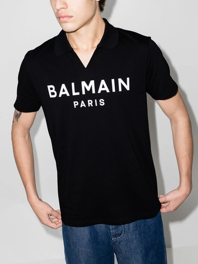 Shop Balmain Polo Con Logo  In Black