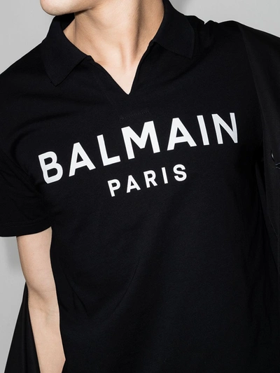 Shop Balmain Polo Con Logo  In Black