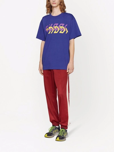Shop Gucci Cotton Oversized T-shirt In Blue