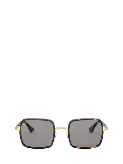 Shop Persol Po2475s Gold &amp; Striped Browne &amp; Smoke Sunglasses In Gold & Striped Browne & Smoke