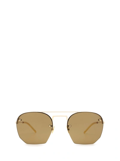 Shop Saint Laurent Sl 422 Gold Sunglasses