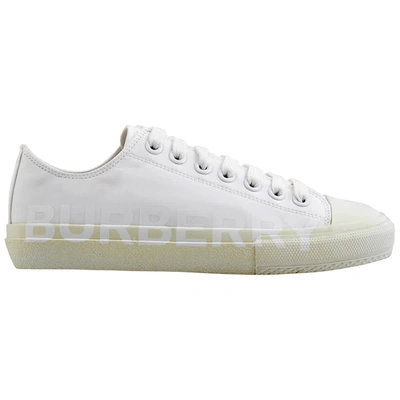 Shop Burberry Optic White Larkhall Logo-print Low-top Sneakers