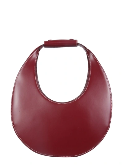 Shop Staud Moon Leather Bag In Rosso