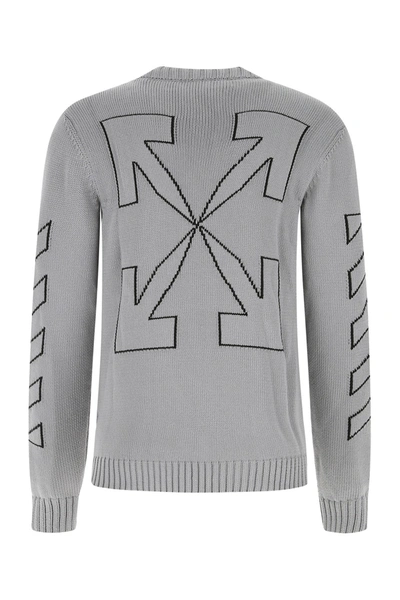 Shop Off-white Grey Cotton Blend Sweater  Nd Off White Uomo L