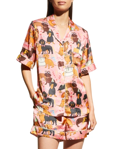 Shop Karen Mabon Hot Dog Birthday Short Pajama Set In Pink