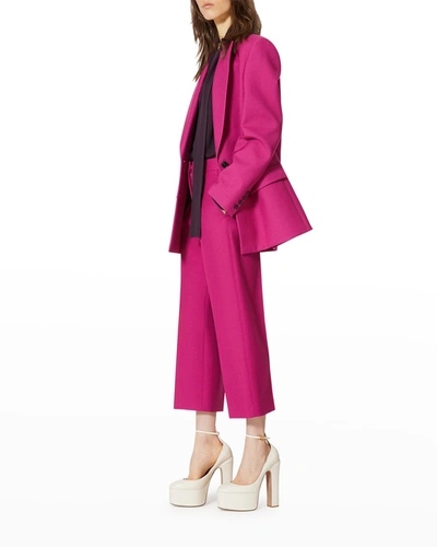 Shop Valentino Tailored Straight-leg Wool Pants In Med Pink