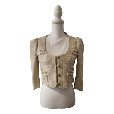 Pre-owned Mangano Wool Short Vest In White
