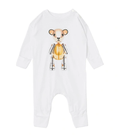 Shop Burberry Kids Thomas Bear All-in-one (3-18 Months) In White