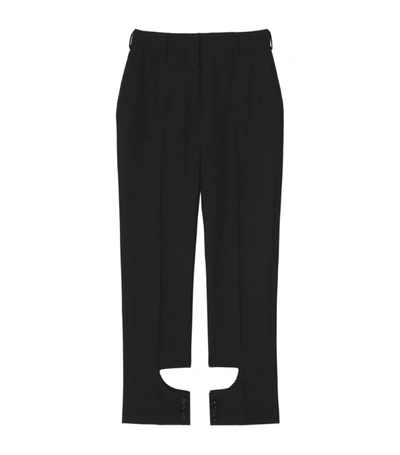 Shop Burberry Wool Cut-out-detail Trousers In Black