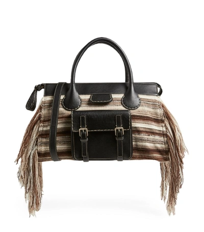 Shop Chloé Large Edith Fringe Bag In Black