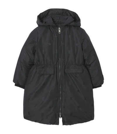 Shop Burberry Kids Down-filled Star And Monogram Coat (3-14 Years) In Black