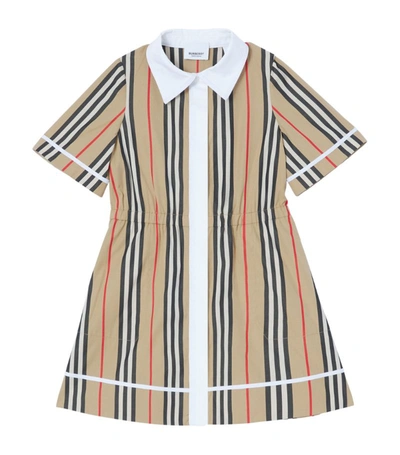 Shop Burberry Kids Icon Stripe Dress (3-14 Years) In Neutrals