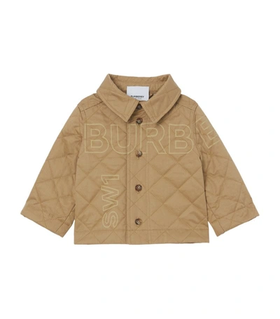 Shop Burberry Kids Quilted Horseferry Jacket (1-18 Months) In Neutrals