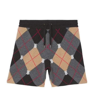 Shop Burberry Wool-cashmere Argyle Shorts In Brown