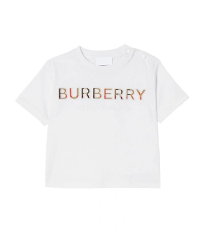 Shop Burberry Kids Logo T-shirt (6-24 Months) In White