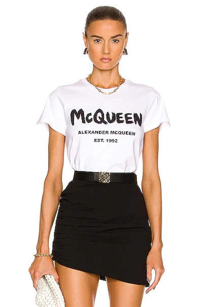 Shop Alexander Mcqueen Logo T-shirt In Black & White