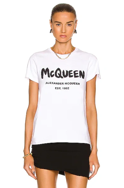 Shop Alexander Mcqueen Logo T-shirt In Black & White
