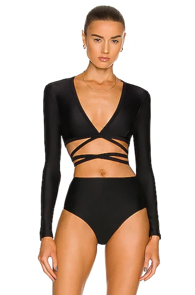 Matteau Wrap Sun Crop Top In Black