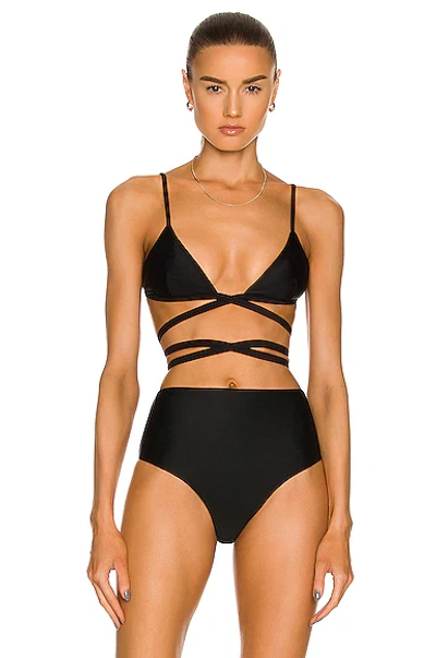 Matteau The Wrap Triangle Bikini Top In Black