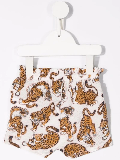 Shop Kenzo Graphic-print Elasticated-waistband Shorts In White