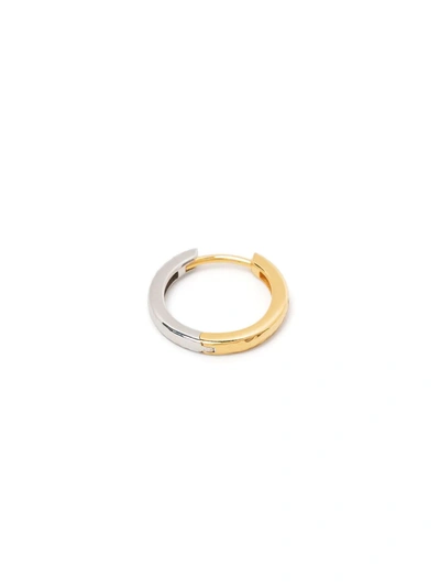 Dower & Hall 9kt Yellow Gold And Silver Medium Reversible Diamond Huggie Hoops In Gold