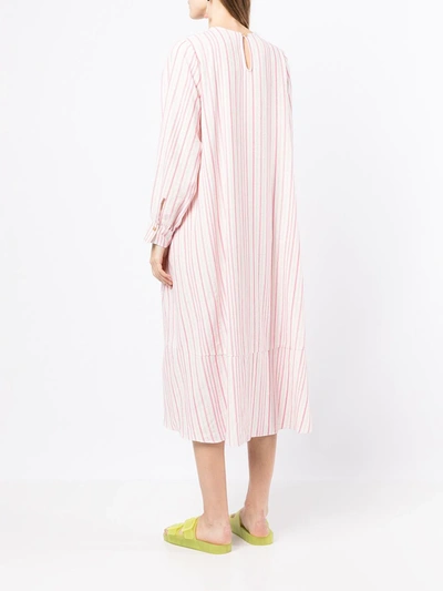 Shop Mira Mikati Striped Midi Dress In Pink