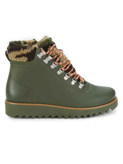 Shop Bernardo Women's Wiley Faux Shearling-trim Rain Boots In Military