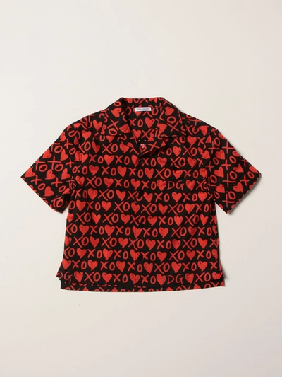 Shop Dolce & Gabbana Cotton Shirt With All Over Print In Black