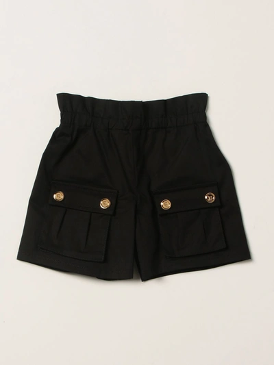 Shop Balmain Stretch Cotton Shorts In Black