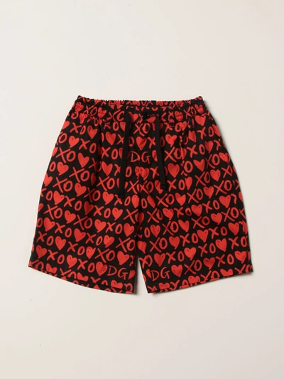 Shop Dolce & Gabbana Cotton Shorts With Print In Black