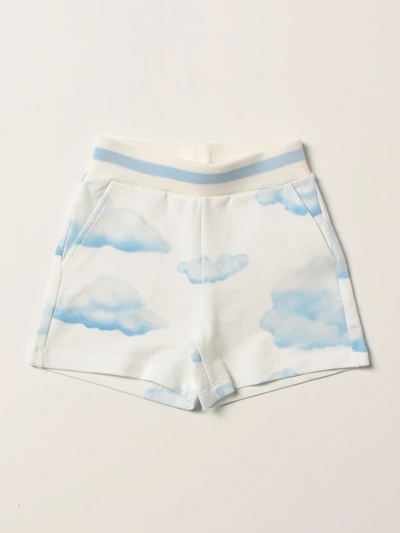 Shop Monnalisa Cotton Shorts With Print In Sky Blue