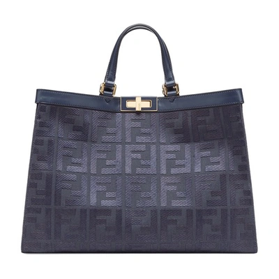Fendi Peekaboo X lite Ff Logo Canvas Medium Tote Bag In Neutrals ModeSens