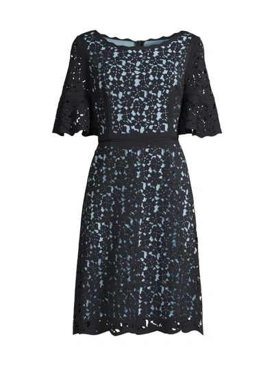 Shop Shani Women's Crepe Fit-&-flare Dress In Black Blue