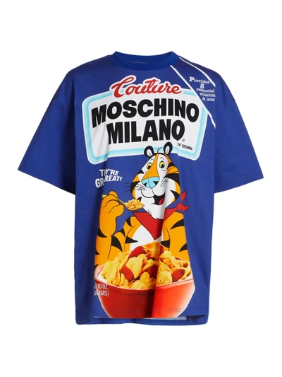 Shop Moschino Tiger Graphic Oversize T-shirt In Fantasy Print Blue
