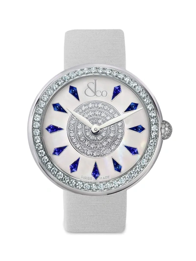 Shop Jacob & Co. Women's Brilliant One Row Stainless Steel, Diamond & Blue Sapphire Watch, 44mm