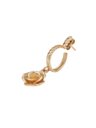 Shop Emanuele Bicocchi Men's Gold-plated Sterling Silver Single Hoop Rose Earring