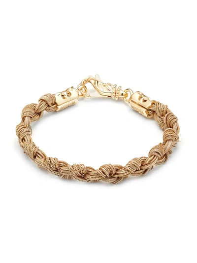 Shop Emanuele Bicocchi Men's Knot Braid Thick Gold-plated Sterling Silver Bracelet