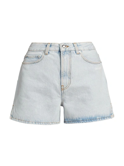 Shop Off-white Women's Diag Jean Shorts In Light Blue White