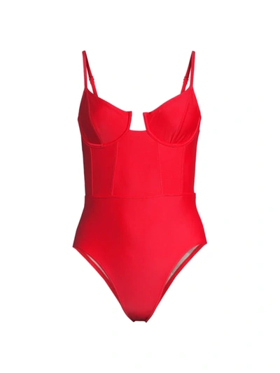 Shop Solid & Striped Women's Veronica Notch One-piece Swimsuit In Ruby